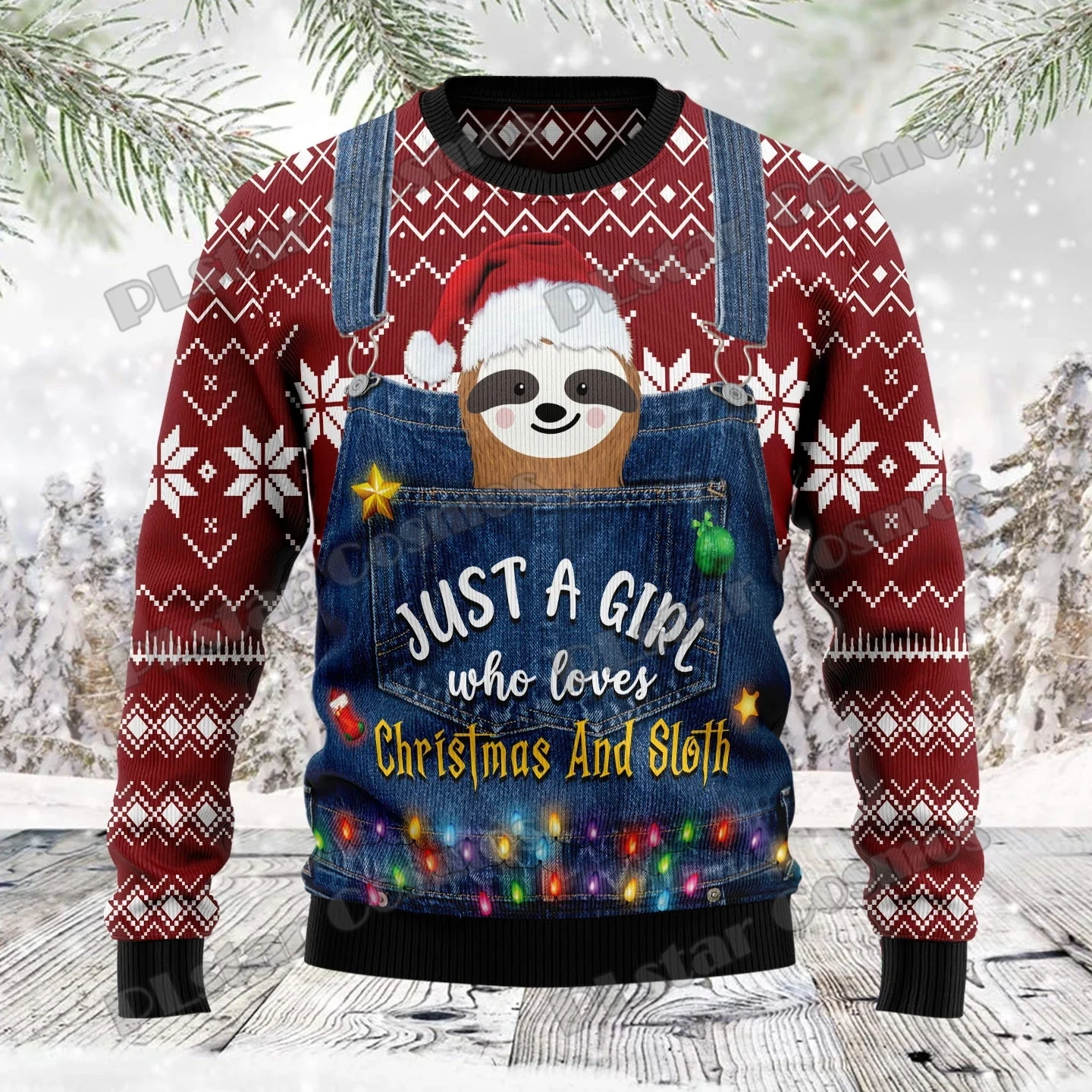 Мужской рождественский свитер plstar cosmos с 3d принтом крейзи ленивец - Фотография_4