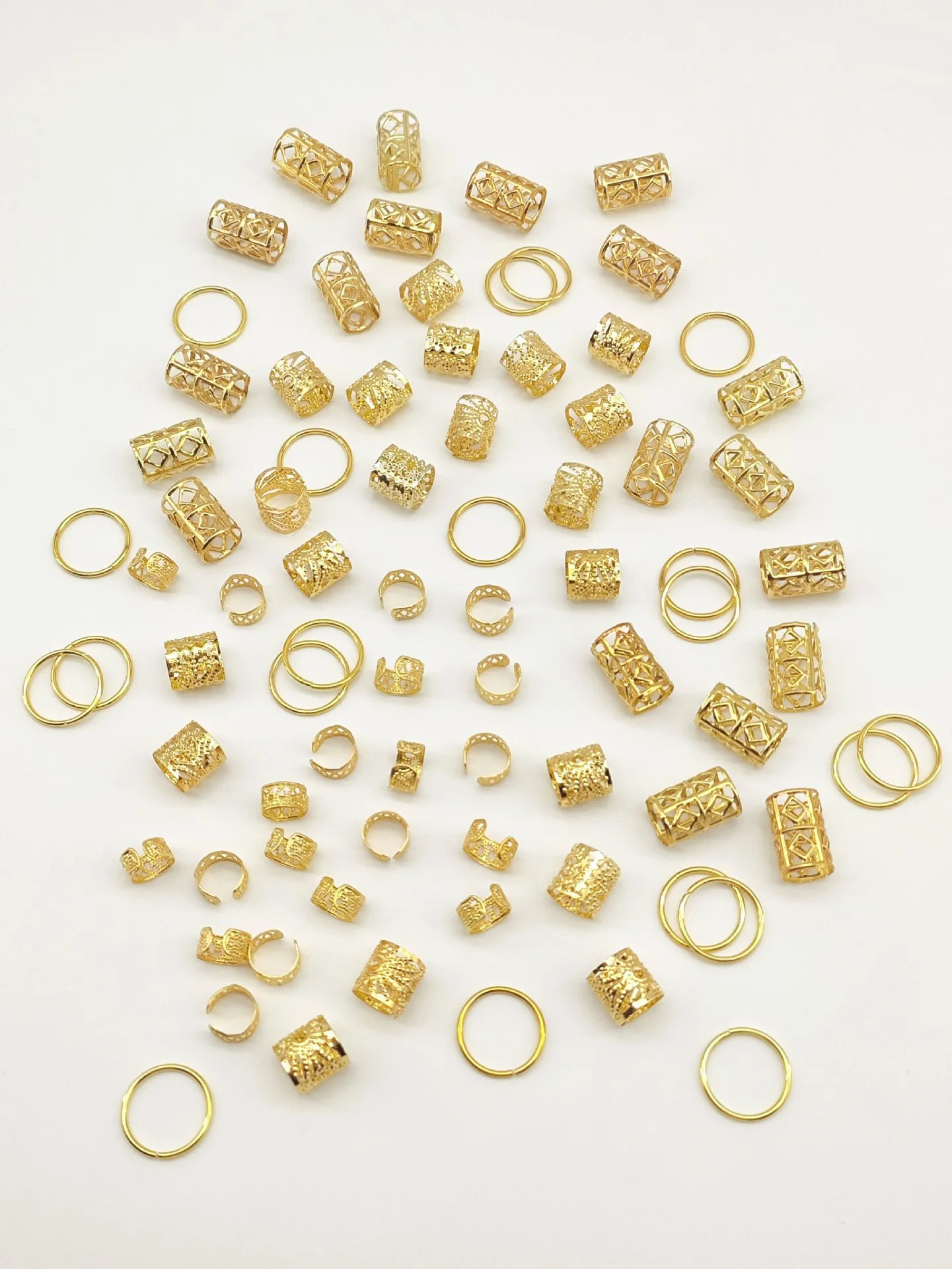 Золотые кольца для волос для косичек 80 шт - Фотография_2