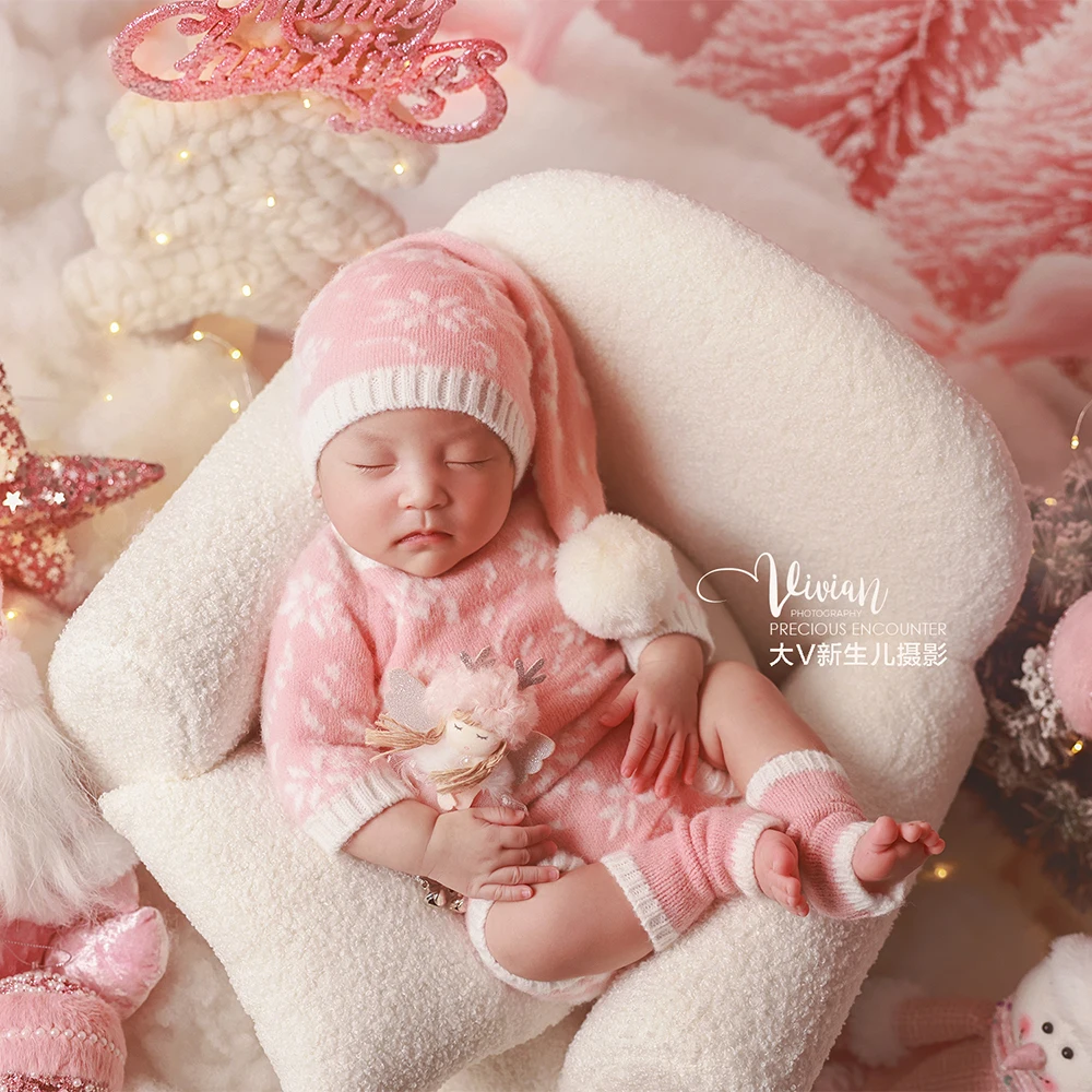 Розовый рождественский реквизит для фотосъемки новорожденных - Фотография_5