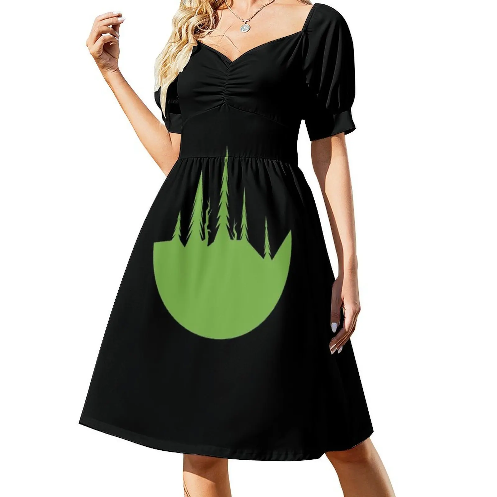 Яркое платье с лесной рыбной миской ii и вырезом в форме сердца - Фотография_2