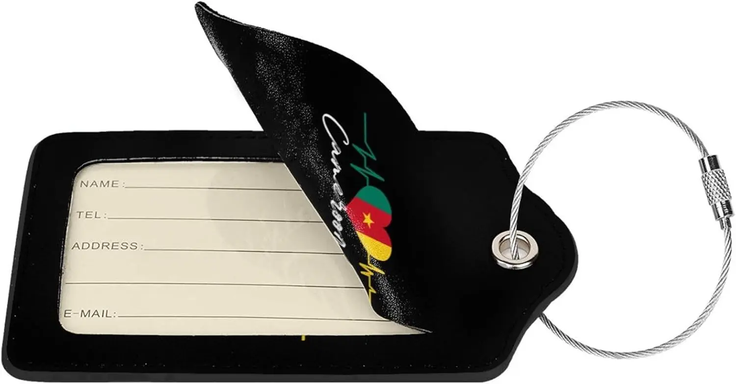 Кожаная багажная бирка с флагом камерун - Фотография_2