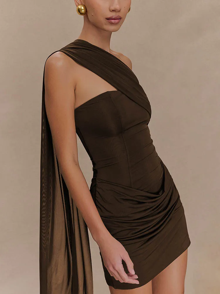 Mozision сексуальное мини-платье на одно плечо с открытой спиной - Фотография_3