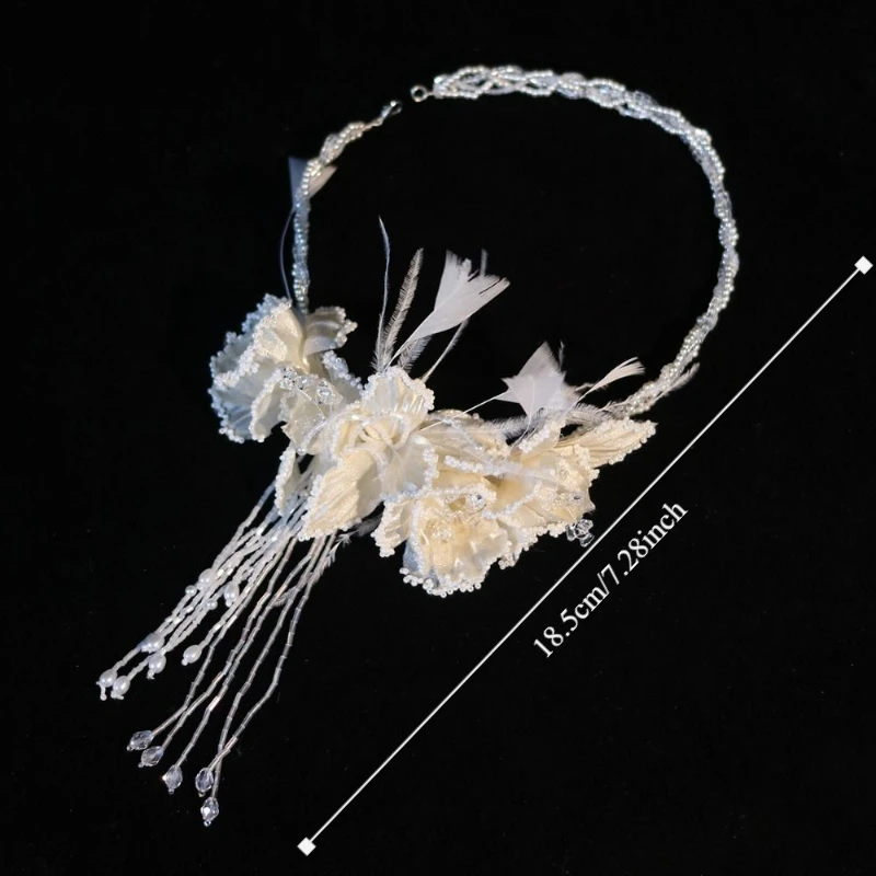 Изысканные свадебные повязки на голову с перьями и жемчугом - Фотография_6