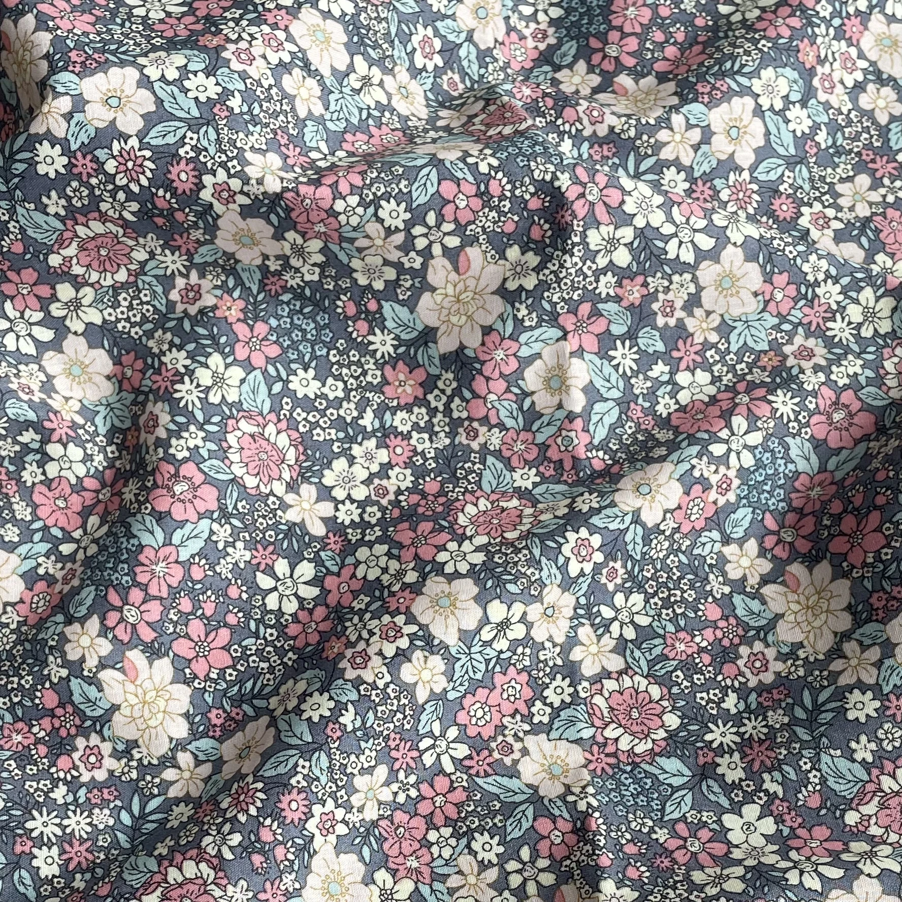 Ретро синий серый 100% хлопок поплин - Фотография_5