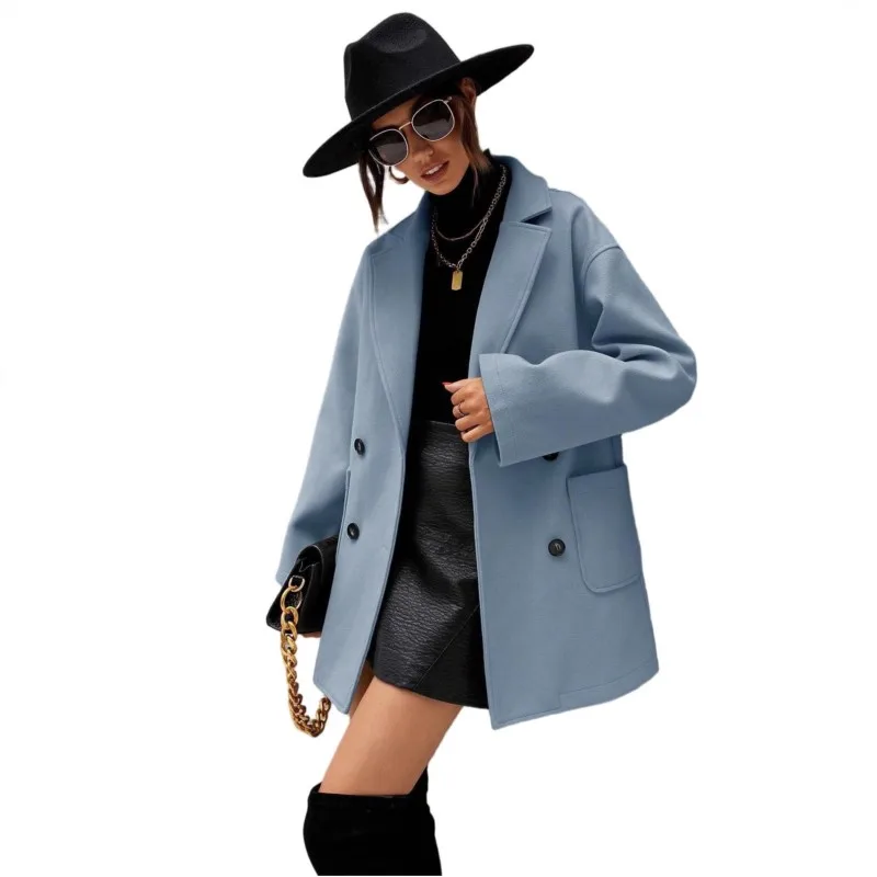 High street модная женская тяжелая шерстяная тканевая куртка - Фотография_2