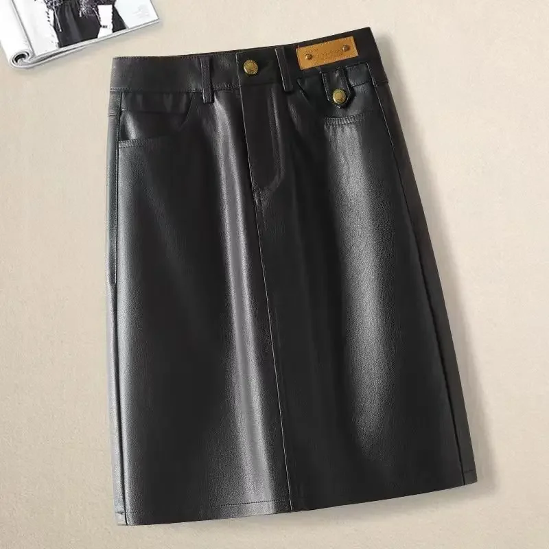 New leather  half body skirt for women - Фотография_3