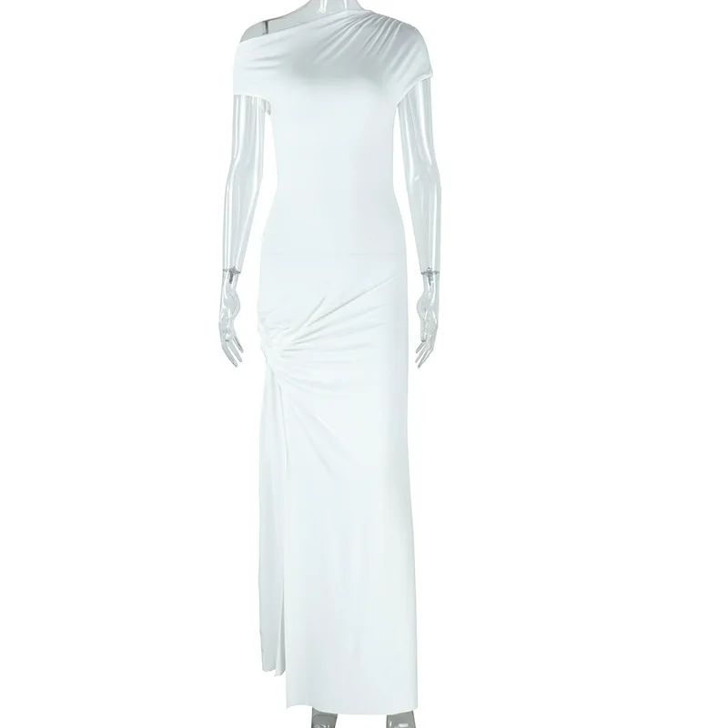 Белое, черное платье для выпускного вечера с оборками - Фотография_4