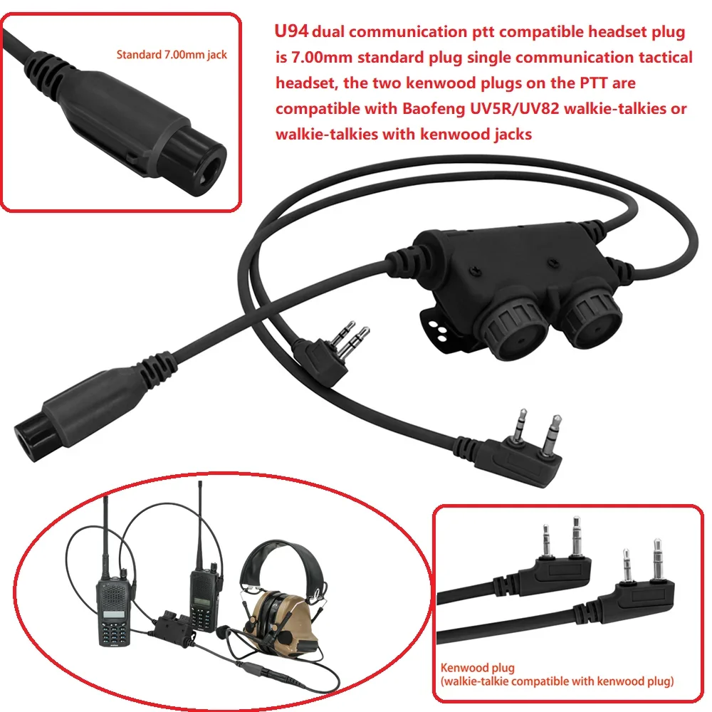 Тактический u94 ptt dual communication ptt с 2-контактным разъемом kenwood
