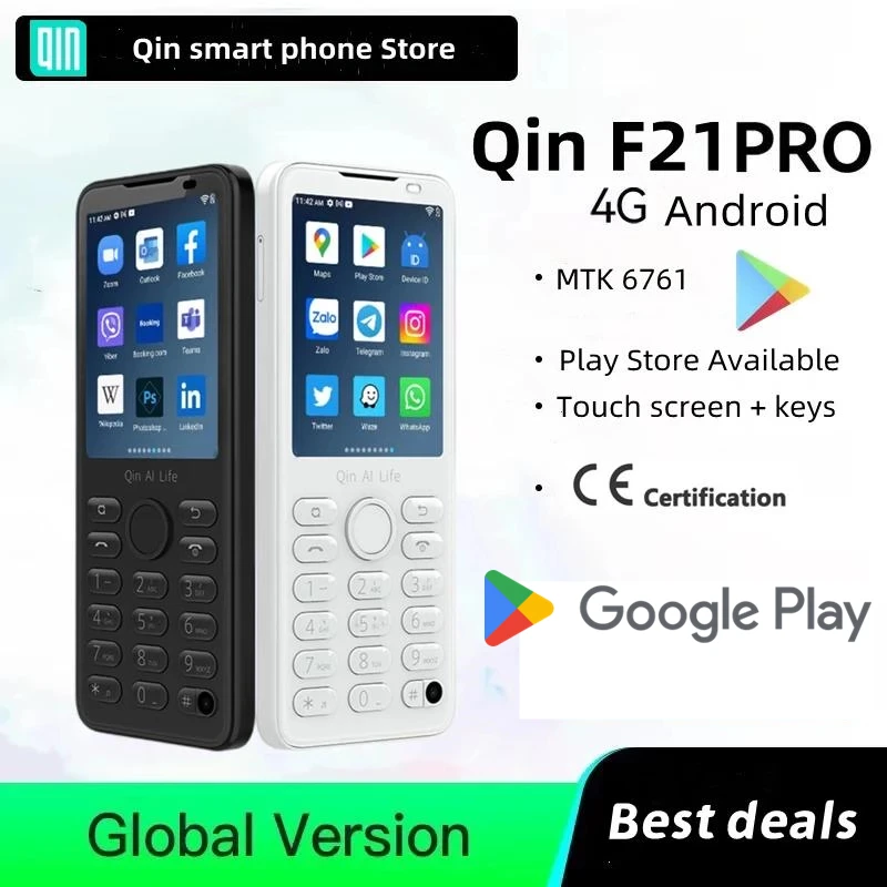 Google play store новый смарт-телефон qin f21 pro с сенсорным экраном 2