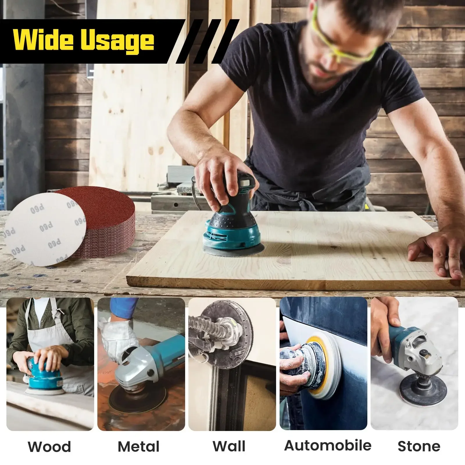 Шлифовальные диски 2/3/4/5/6/7 дюймов на липучке - Фотография_6