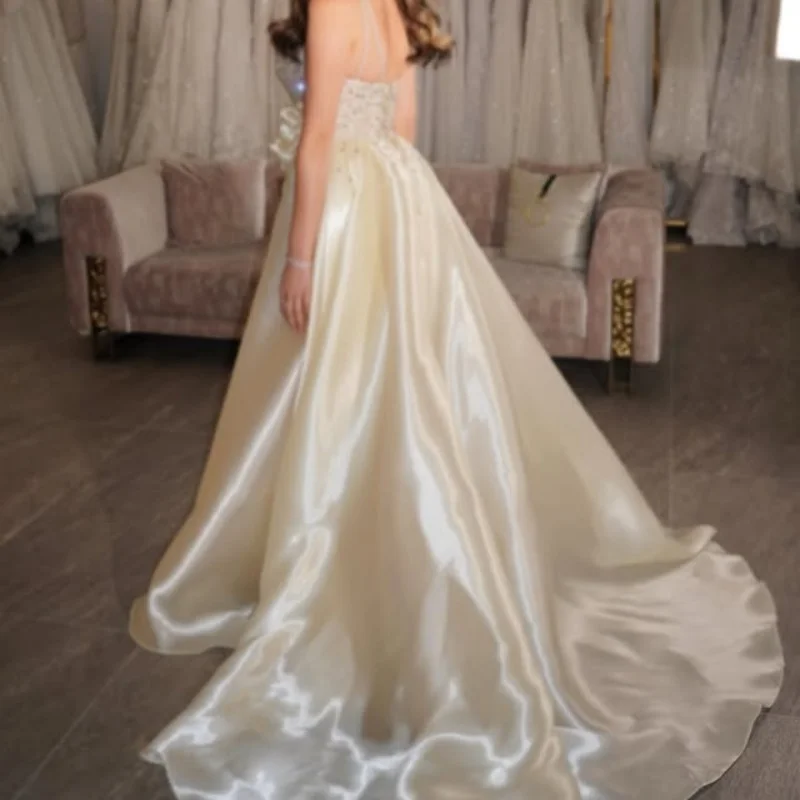 Блестящие свадебные платья «рыбий хвост» цвета слоновой кости - Фотография_6