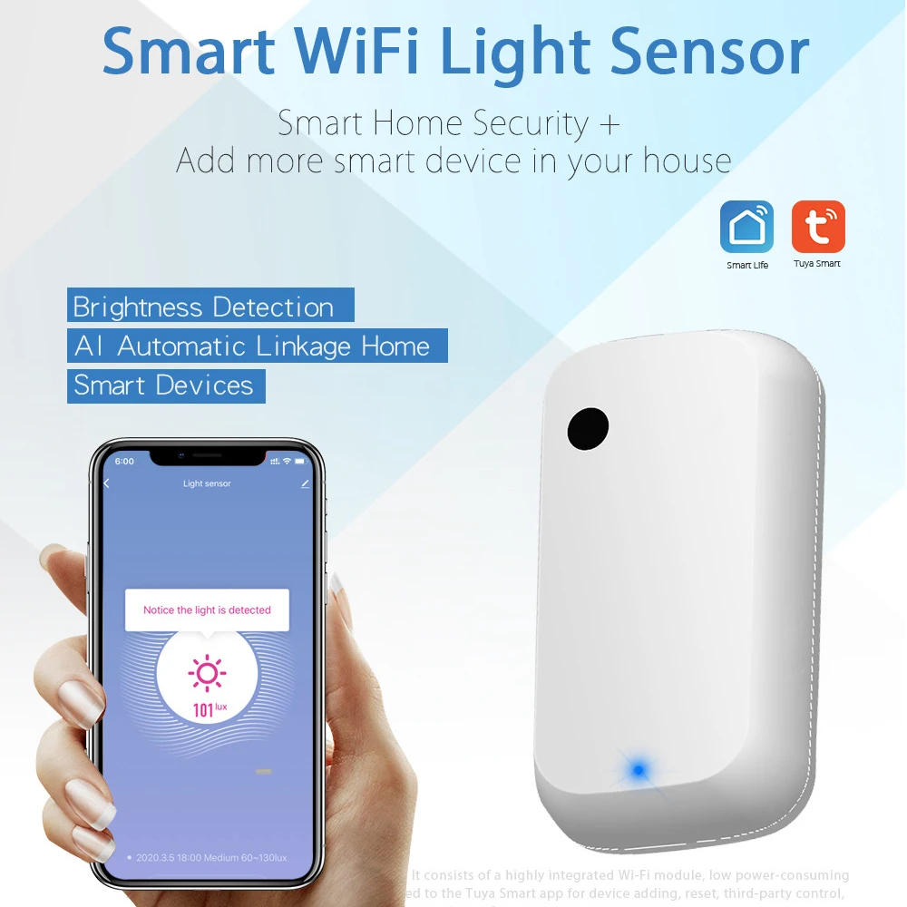 Датчик света tuya zigbee с wi-fi
