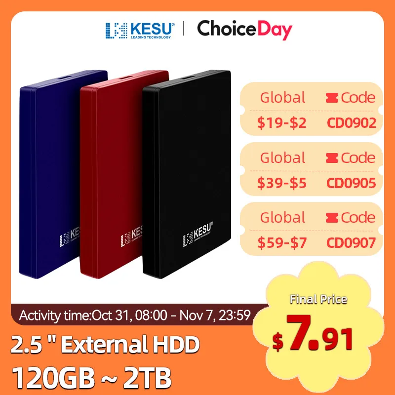 Kesu hdd портативный внешний жесткий диск 2 тб/1 тб/500 гб/750 гб 2