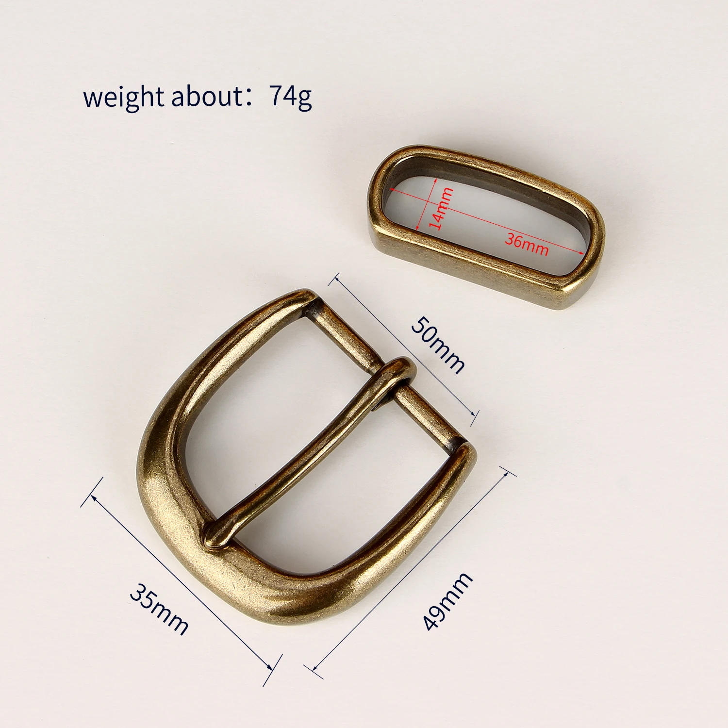 35 мм мужские однотонные латунные пряжки - Фотография_2