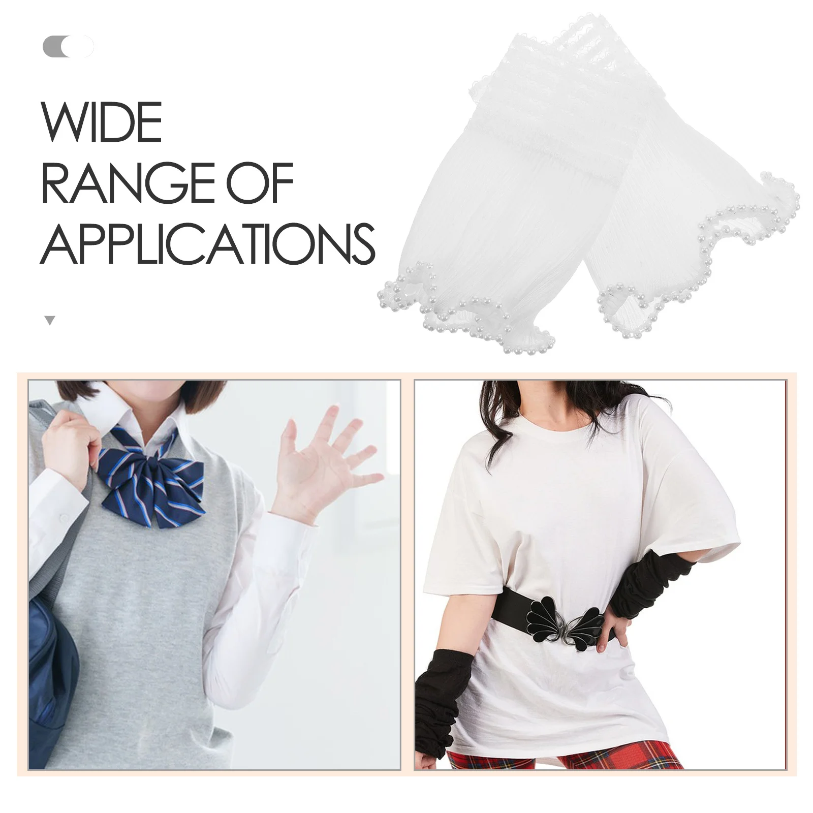 1 пара съемных кружевных манжет с рюшами и искусственными рукавами - Фотография_3