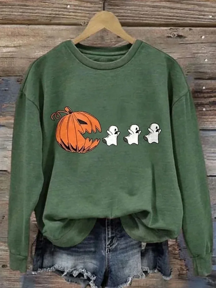Женская толстовка с рисунком тыквы на хэллоуин - Фотография_2