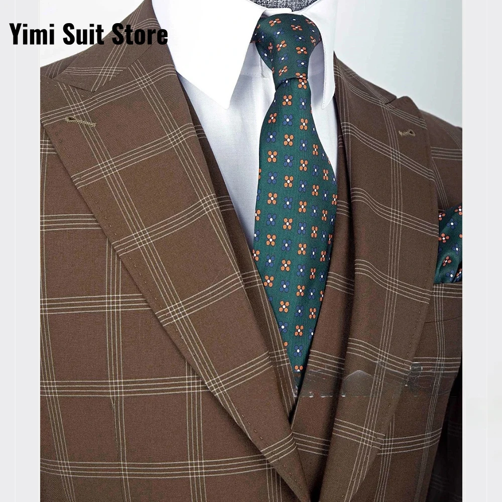 Yiminpwp клетчатый мужской костюм из 3 предметов - Фотография_3