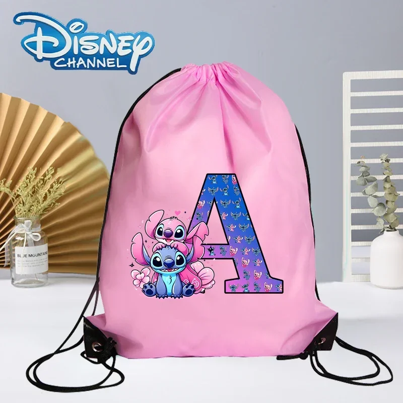 Disney stitch drawstring bag letter