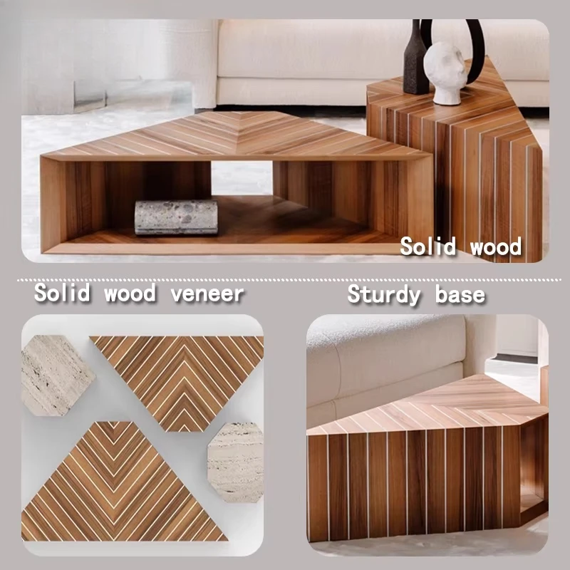 Современный простой треугольный деревянный журнальный столик - Фотография_2