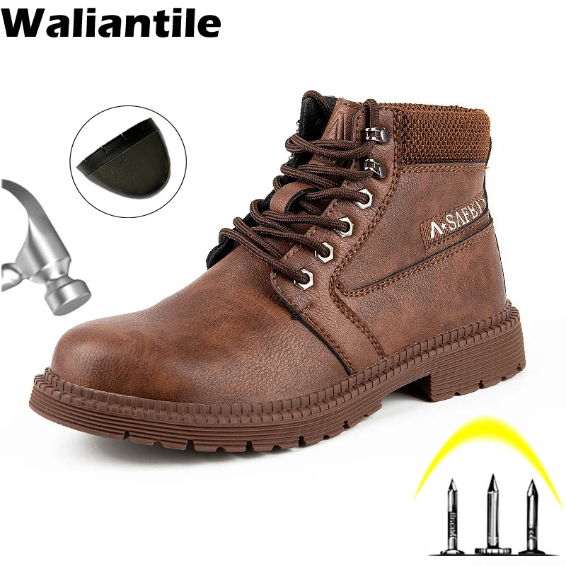 Мужские защитные ботинки waliantile в стиле ретро