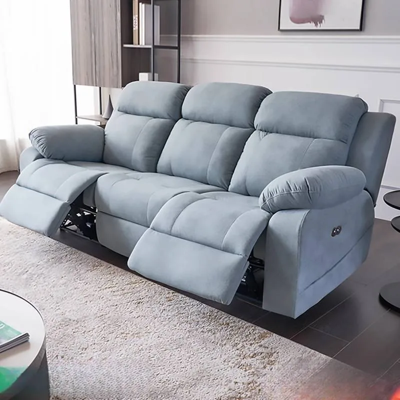 Минималистичный синий электрический диван с откидной спинкой - Фотография_2