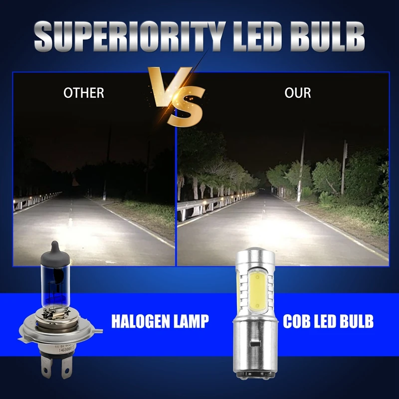 Новая 12 в ba20d h6 4 cob светодиодная белая лампа для мотоцикла - Фотография_6