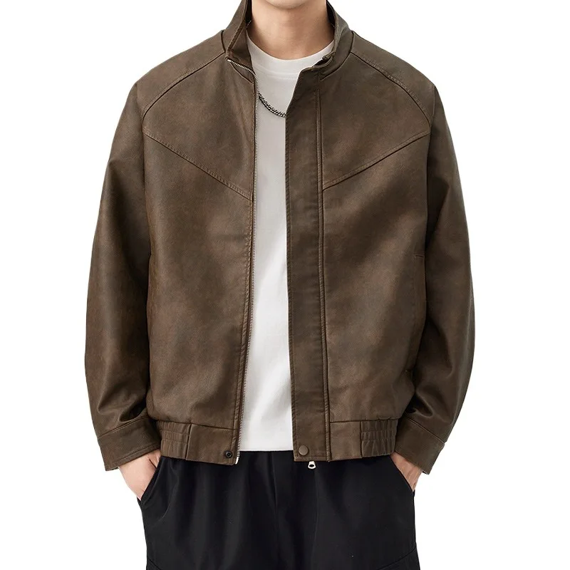 Мужские куртки, осенняя новая кожаная