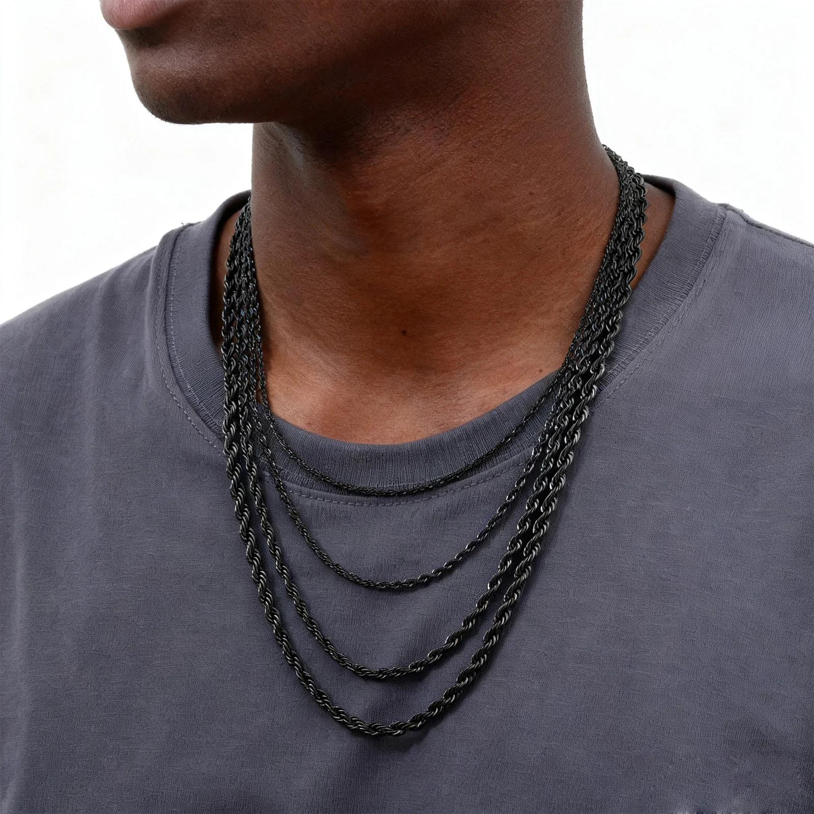 Мужское длинное ожерелье из нержавеющей стали - Фотография_4