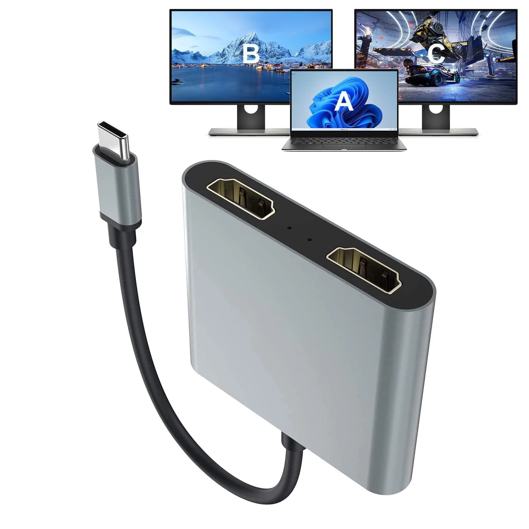 Адаптер usb c thunderbolt3 с двойным дисплеем 4k hd