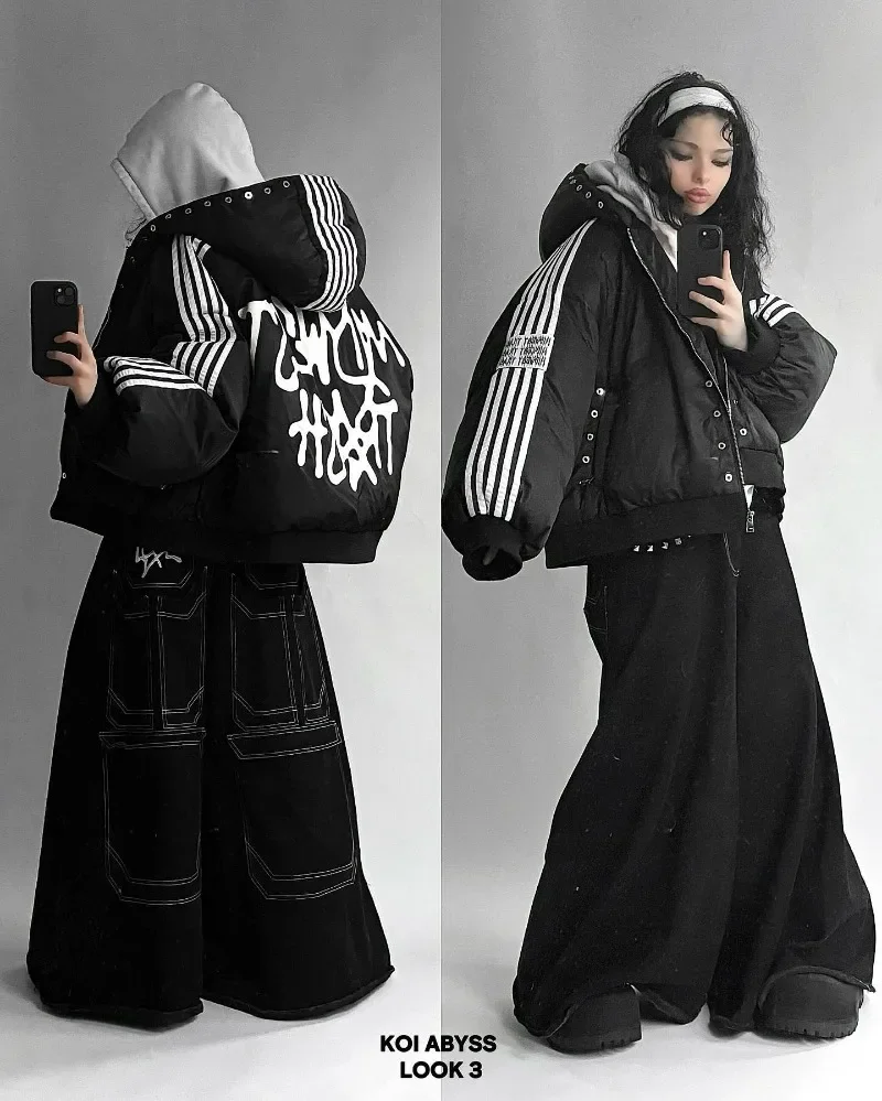 Y2k модный тренд harajuku полосатое - Фотография_6