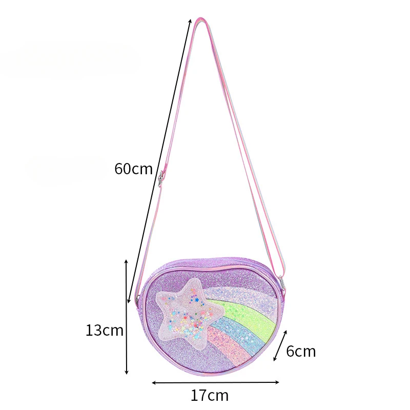 Детская сумка в форме сердца с радужной звездой и цветными лямками - Фотография_4
