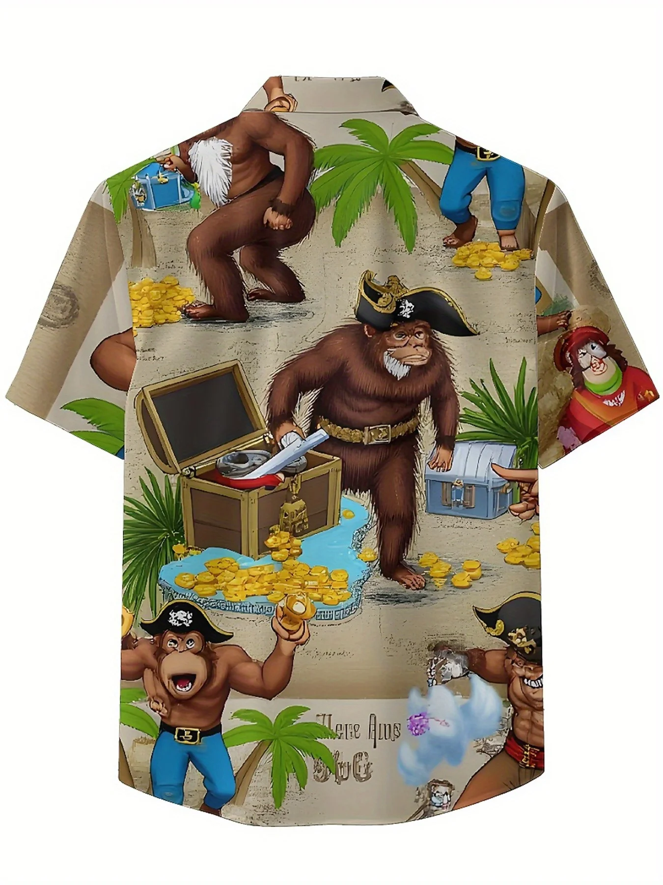 Мужские гавайские рубашки больших размеров с рисунком пиратского гориллы - Фотография_3