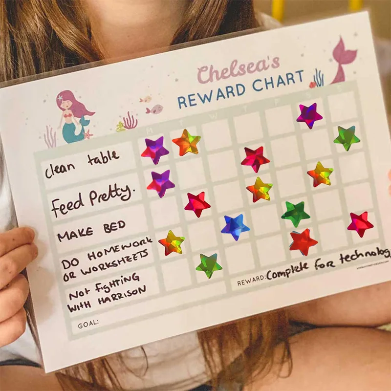 Листов наклейки в виде звезды в горошек и сердца - Фотография_4