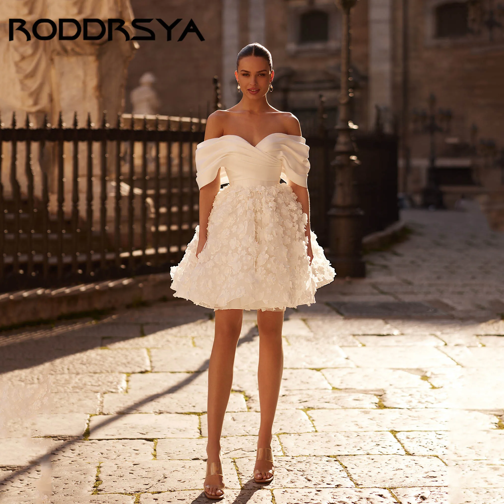 Roddrsya короткое свадебное платье с 3d цветочным принтом