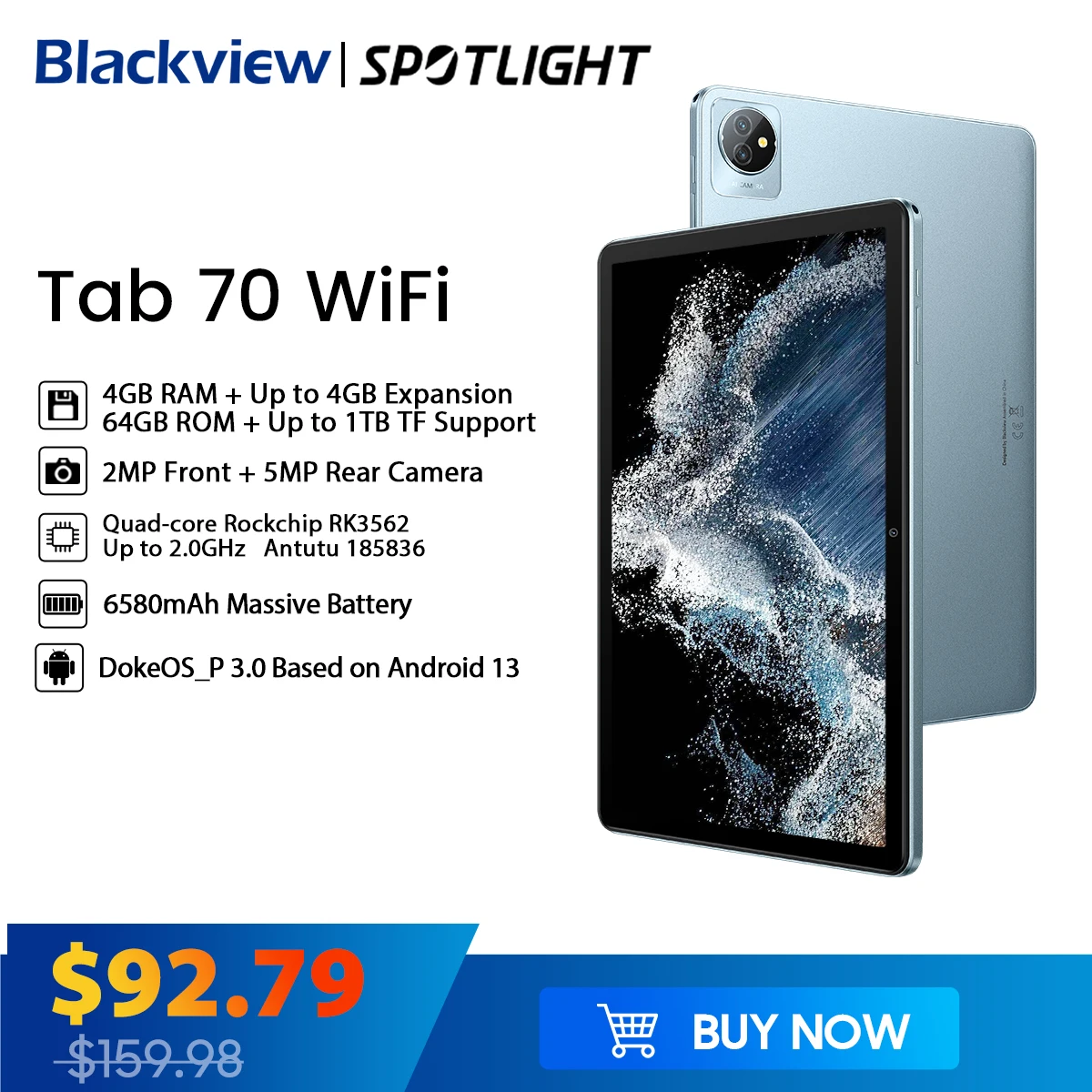 Blackview tab 70 wifi android 13 планшетный пк 4 гб 64 гб 10