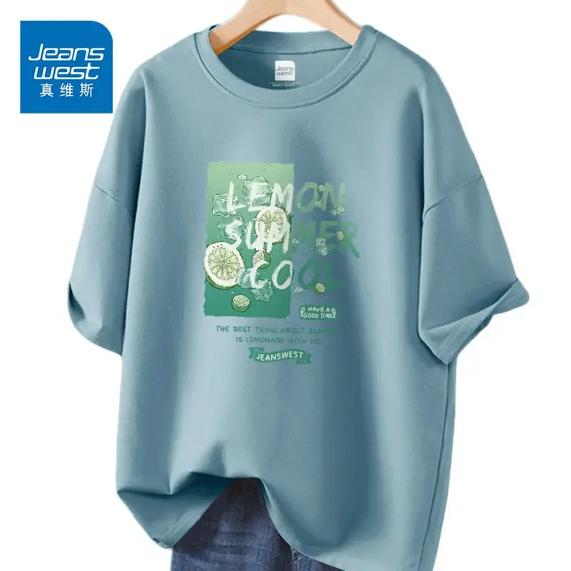 Женская футболка из чистого хлопка с буквенным принтом - Фотография_6