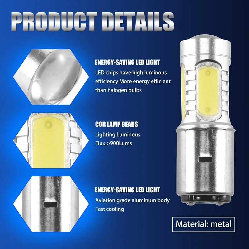 Новая 12 в ba20d h6 4 cob светодиодная белая лампа для мотоцикла - Фотография_5