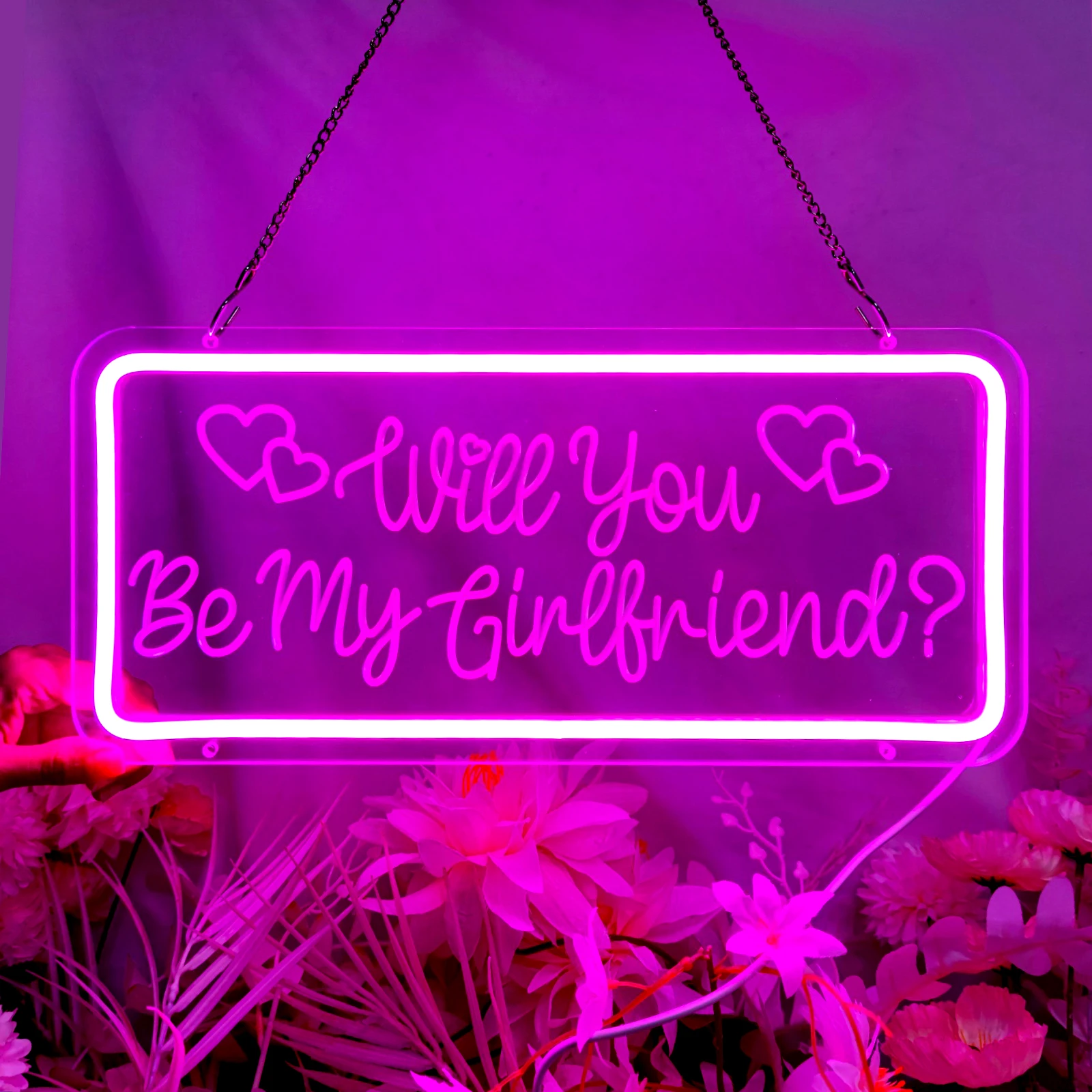 Неоновая вывеска will you be my girlfriend