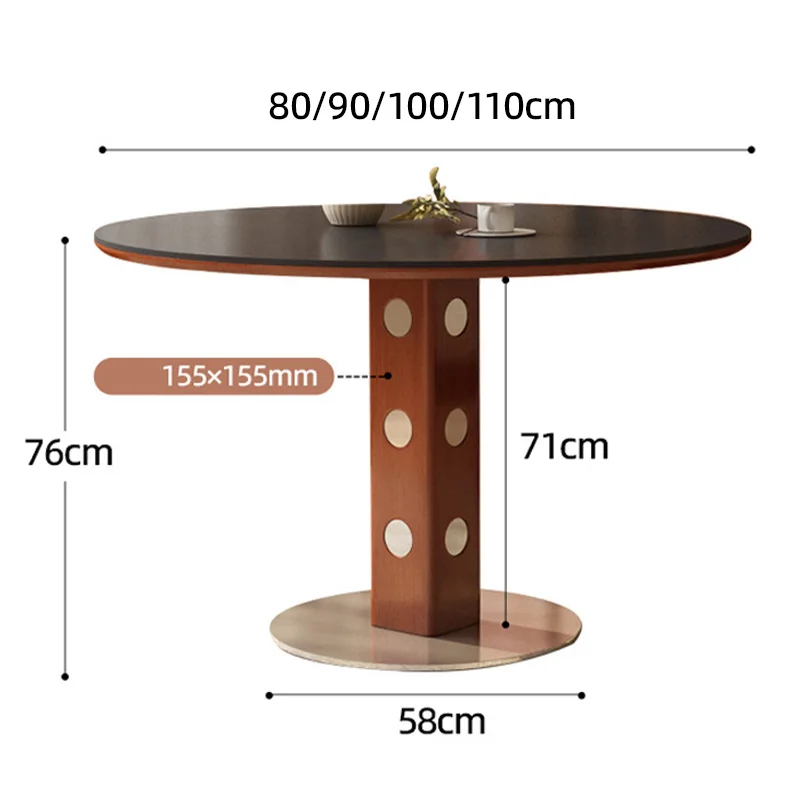 Винтажные круглые обеденные столы с поверхностью из каменной плиты - Фотография_6