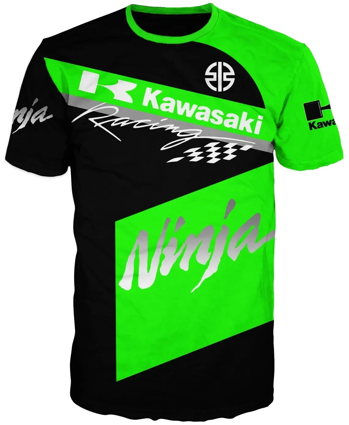 Мужская летняя футболка kawasaki с 3d принтом для гонок на мотоциклах - Фотография_2