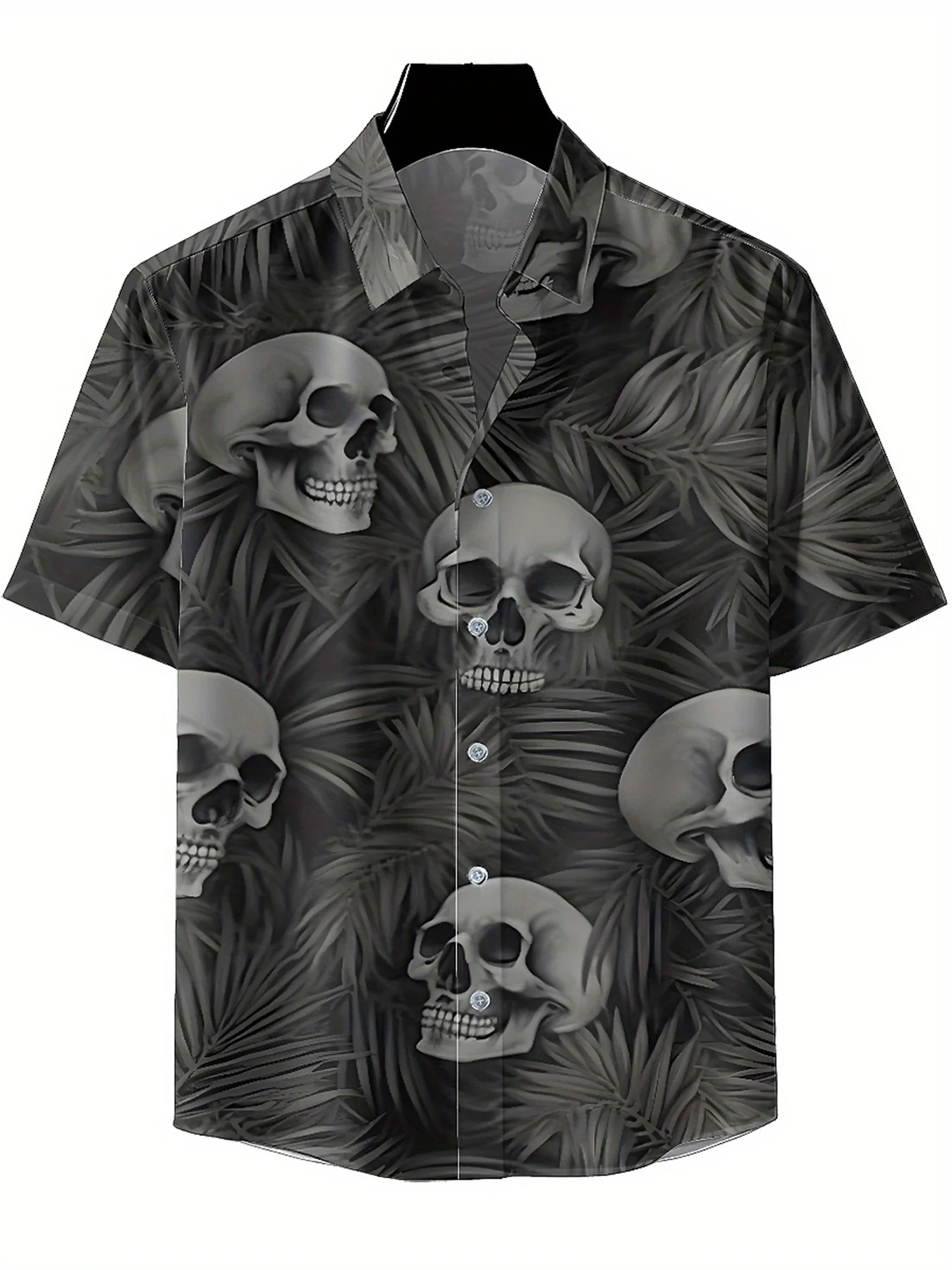 Мужские гавайские рубашки больших размеров с принтом тропического черепа - Фотография_4