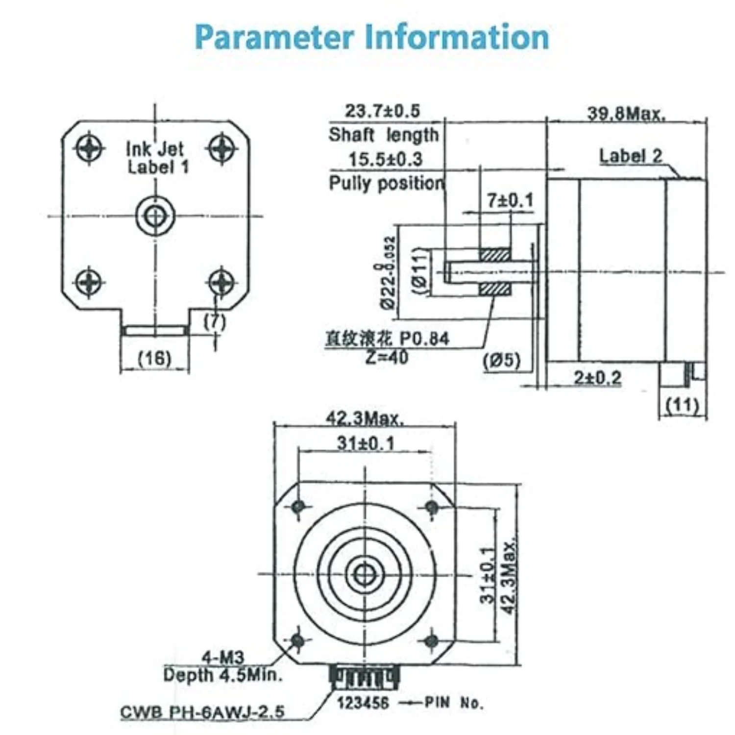 Шаговый двигатель creality42-40 с шестерней экструдера - Фотография_6