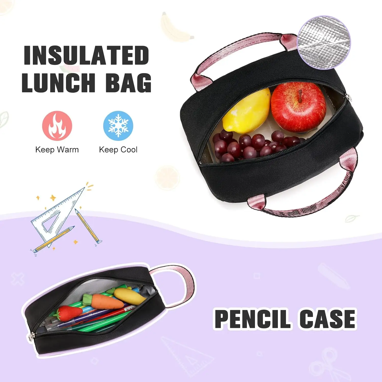 Рюкзак bevalsa с коробкой для завтрака и чехлом для ручек для девочек - Фотография_6