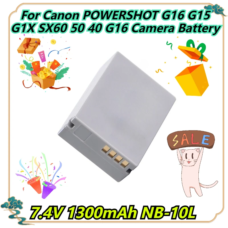 7,4 в 1300 мач nb-10l для canon