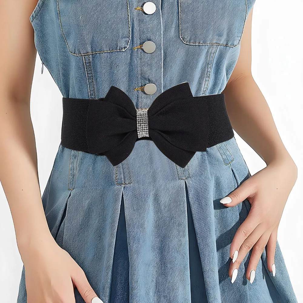 Женский эластичный широкий ремень с регулируемой пряжкой - Фотография_3