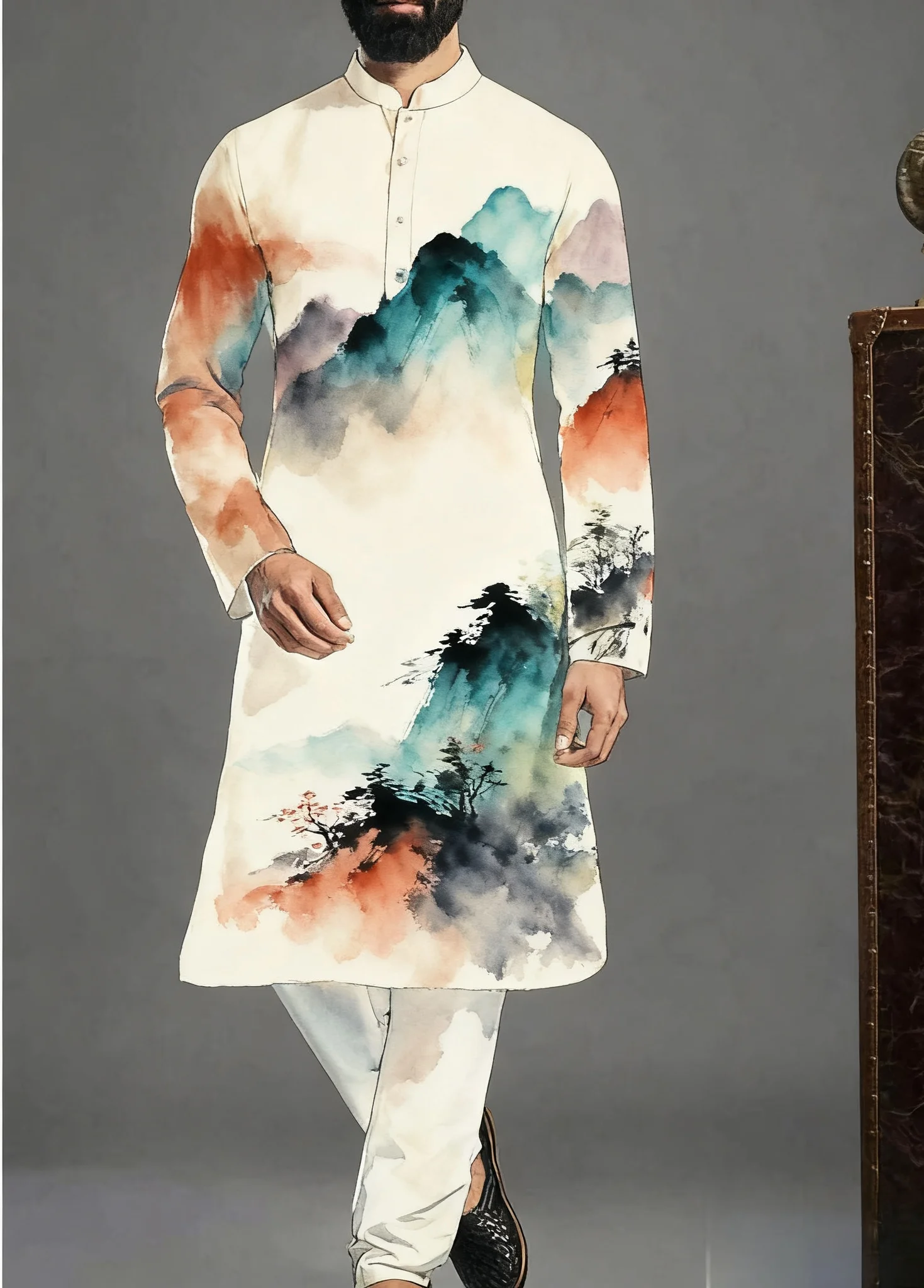 Мужской модный повседневный халат - Фотография_4