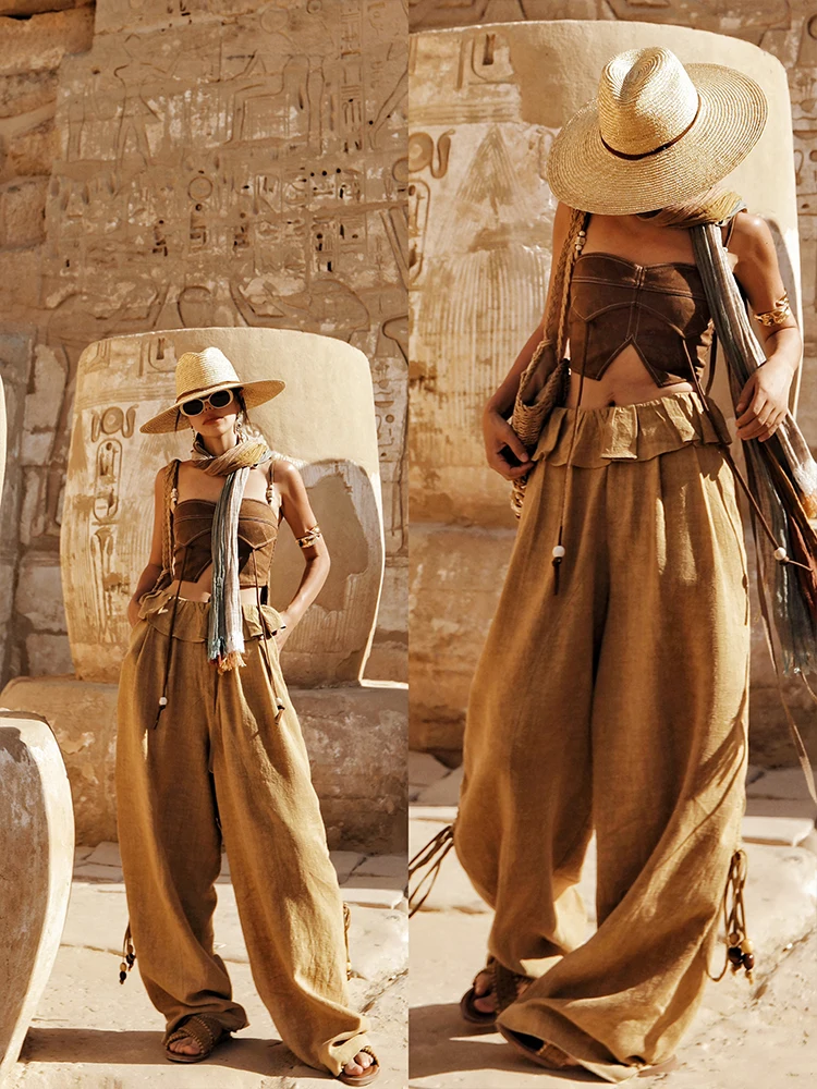 Tiyihailey — широкие длинные льняные брюки для женщин - Фотография_3