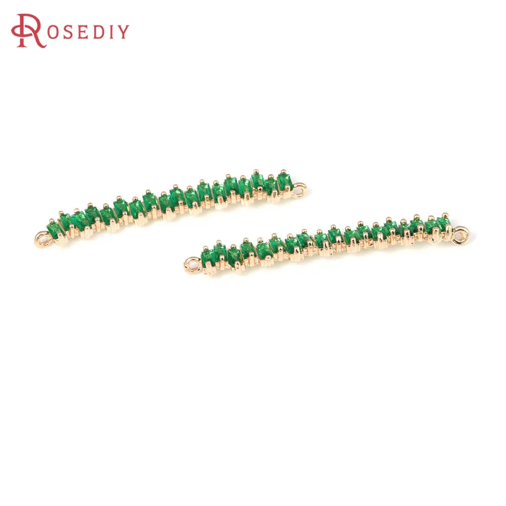 Изогнутые прямоугольные подвески из латуни и циркония с 2 отверстиями - Фотография_6