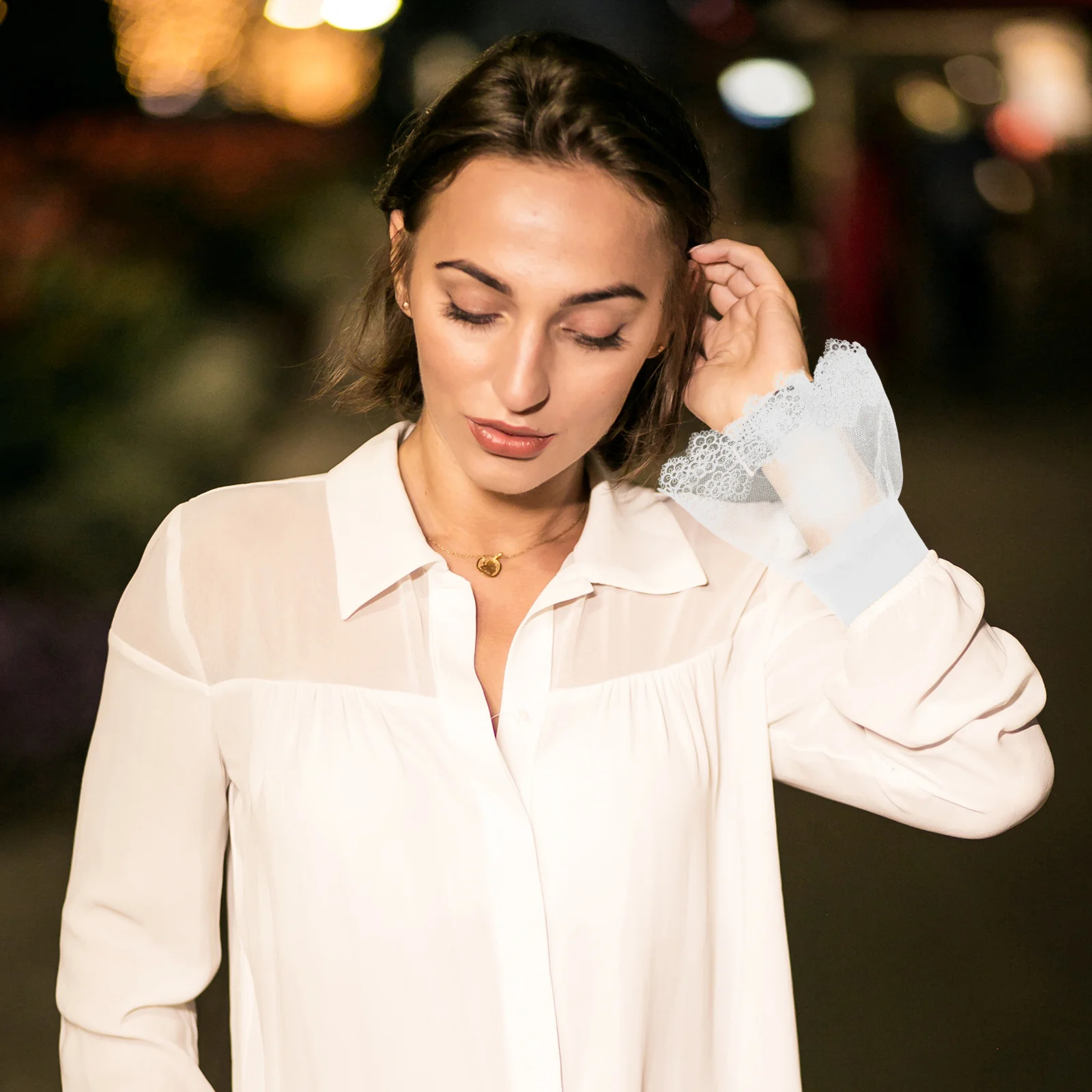 1 пара кружевных манжет на запястьях для женщин и девочек - Фотография_4