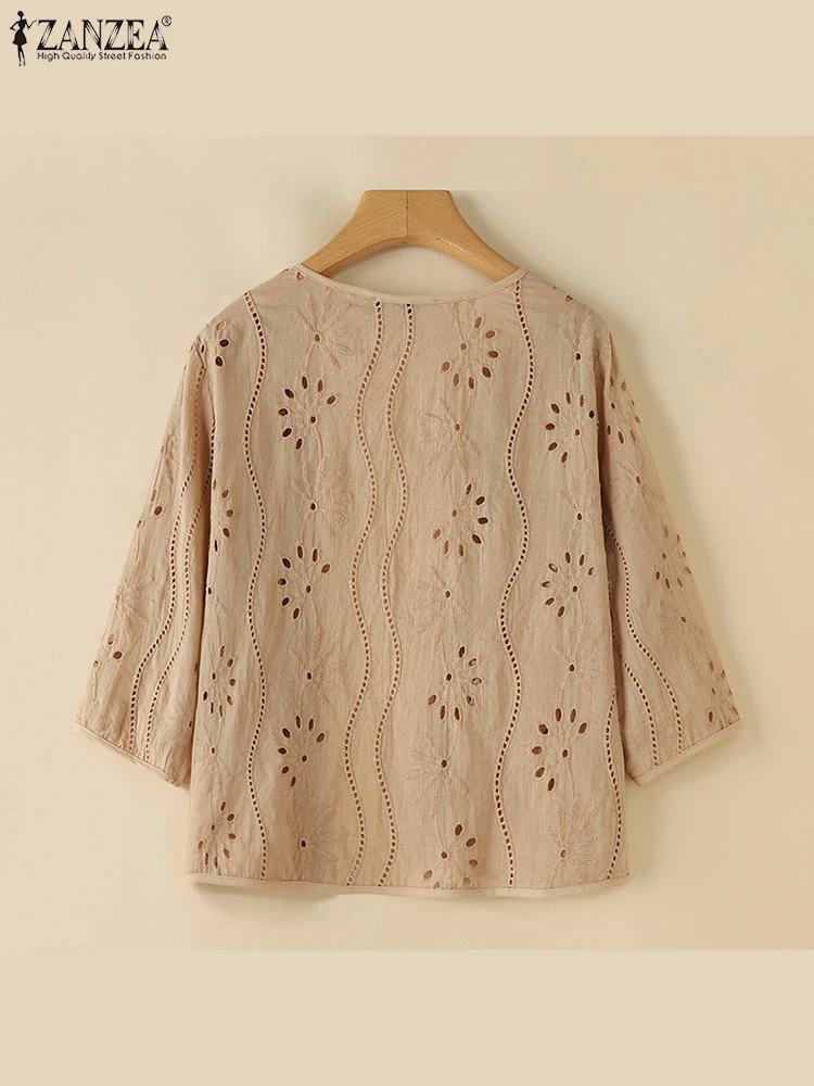 Zanzea, женские модные открытые рубашки-кардиганы с вышивкой - Фотография_5